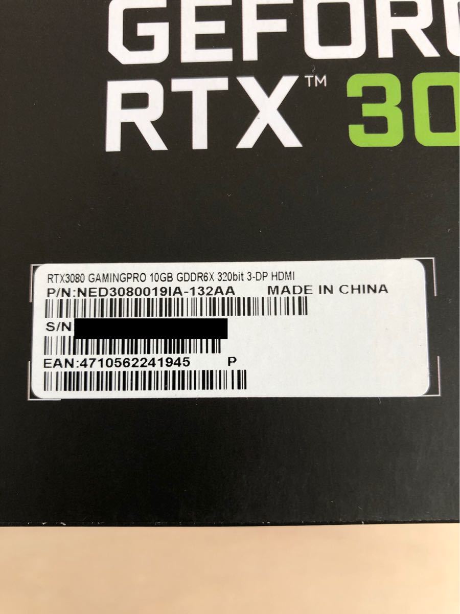 非LHR Palit GeForce RTX 3080 gaming pro 10GB NED3080019IA-132AA