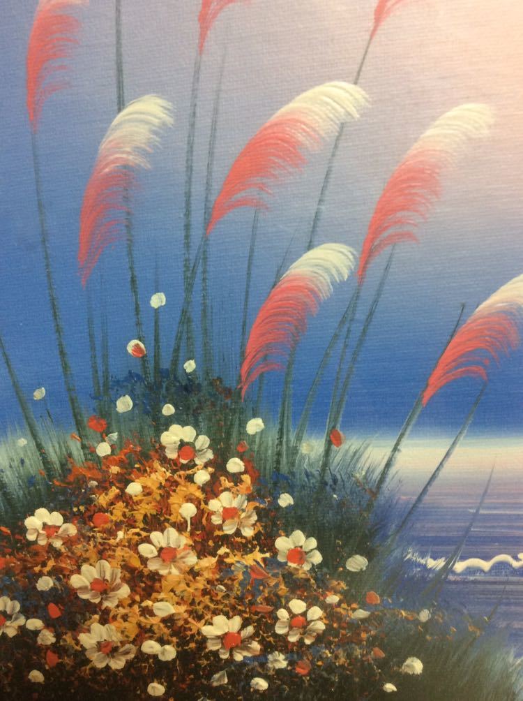 QM4118 油絵 油彩 絵画 海辺の夕日と少女の画像6