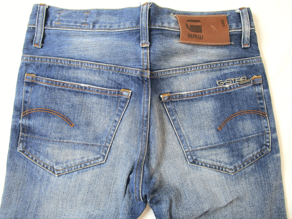 G-STAR RAW DENIM ジースターロウ 3301 デニム パンツ ジーンズ ユーズド加工 ストレート メンズ 29_画像5