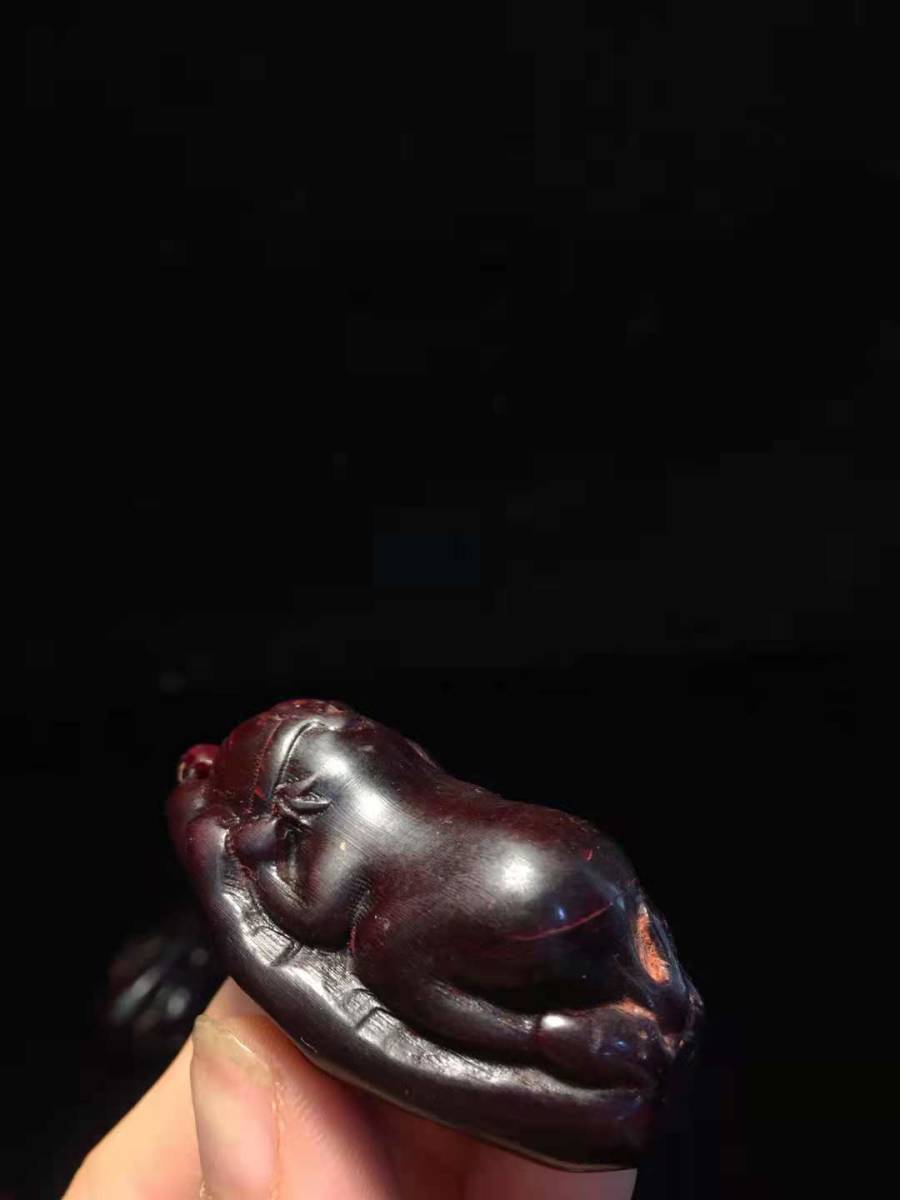 超珍館藏・角材手彫・仏手】根付・古賞物・骨董品・中国時代美術82623