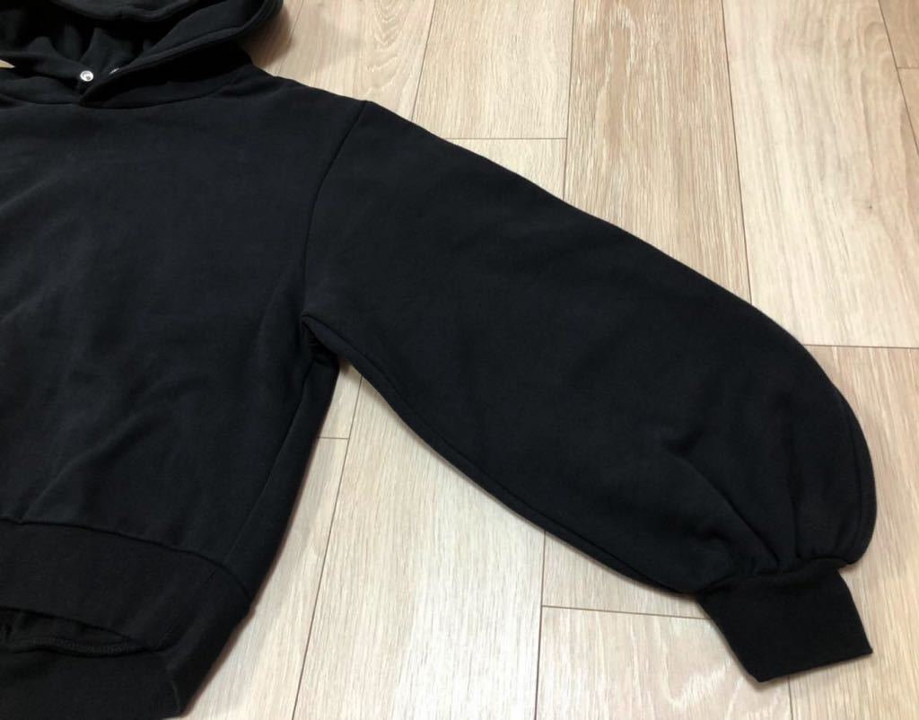 新品☆moussy☆パーカー CURVE SLEEVE フーディー 裏起毛 ブラック 黒 Fサイズスウェットフード 長袖トップス厚手ゆったりバルーンスリーブ_画像3