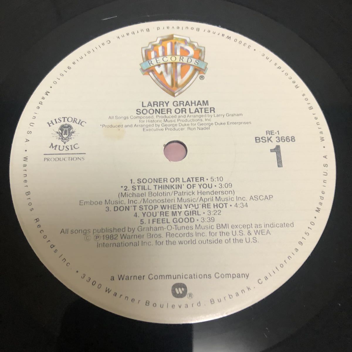 Larry Graham ラリーグラハム / Sooner Or Later / 【US盤】LP レコード / BSK3668 / 洋楽R&Bソウル /_画像8