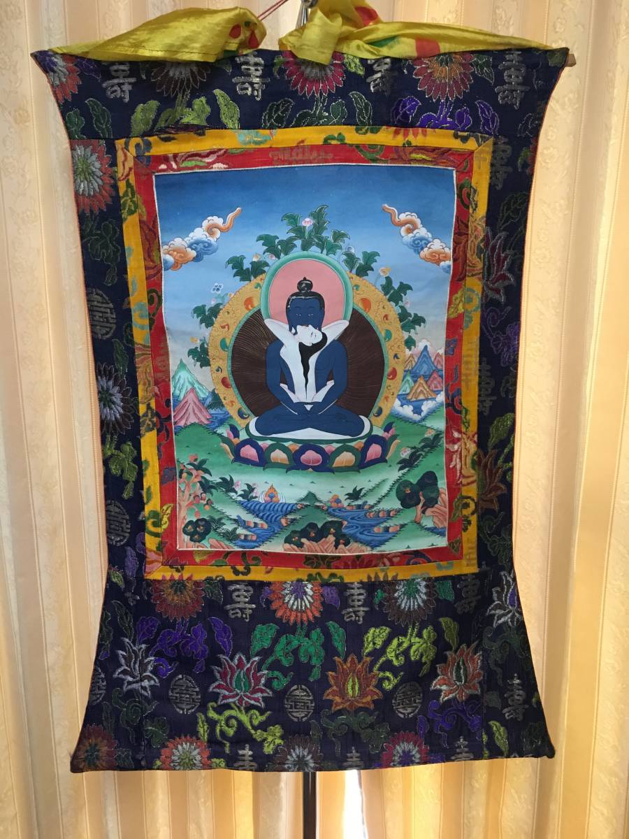 保管品 タンカ ヤブユム(歓喜仏)チベット 仏教画 曼荼羅 仏画 保管品 タンカ ヤブユム(歓喜仏)チベット 仏教画 曼荼羅 仏画