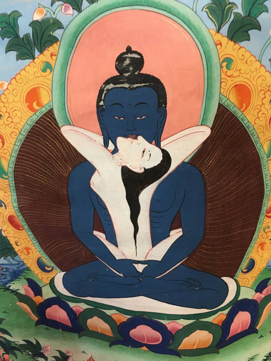 保管品 タンカ ヤブユム(歓喜仏)チベット 仏教画 曼荼羅 仏画 保管品 タンカ ヤブユム(歓喜仏)チベット 仏教画 曼荼羅 仏画