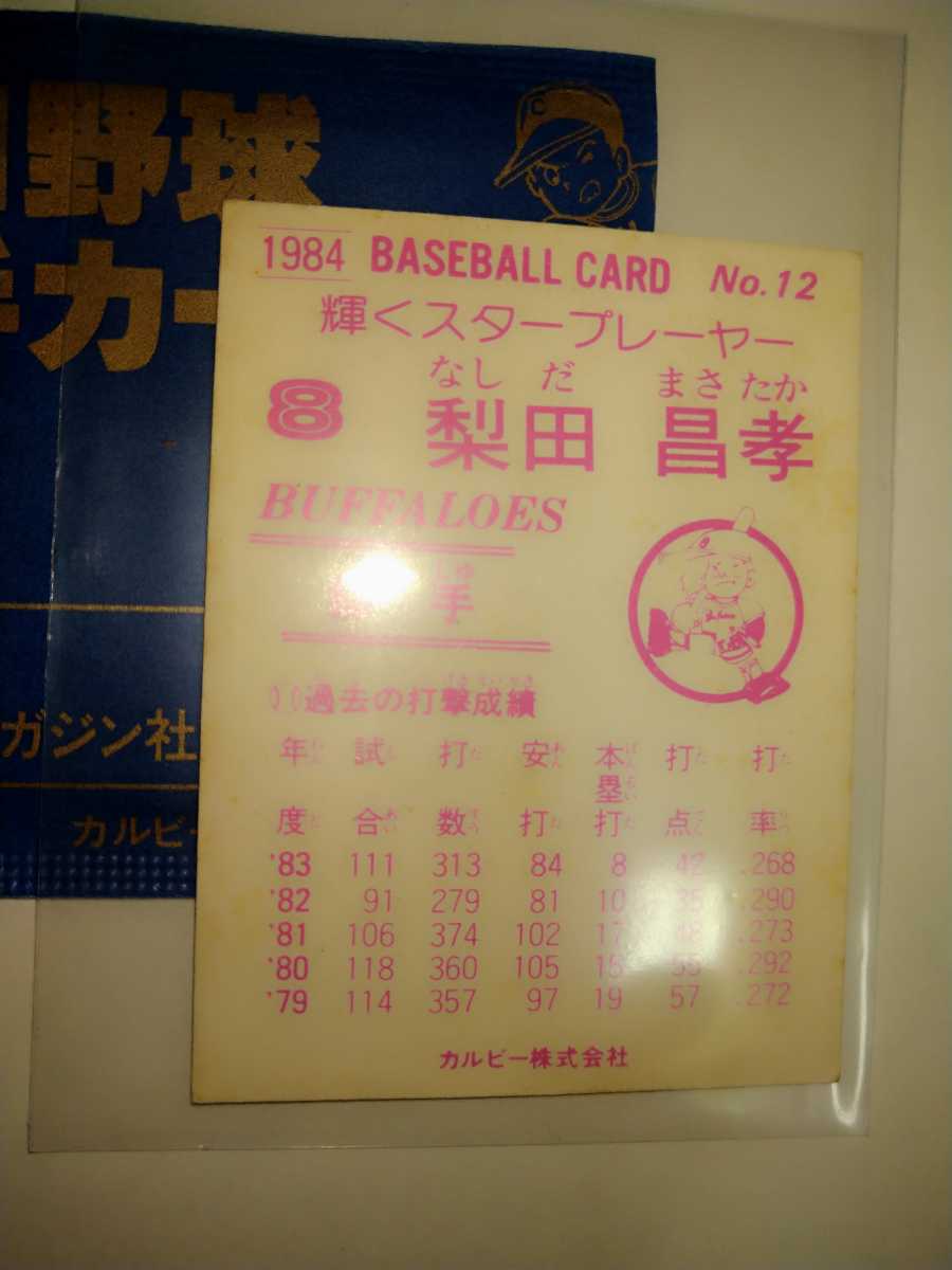 梨田昌孝　84 カルビープロ野球チップス　No.12 近鉄バファローズ_画像2