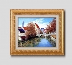 *[ free shipping ] wide . peace . oil painting amount F6 gold [ Shuttle scenery ]*