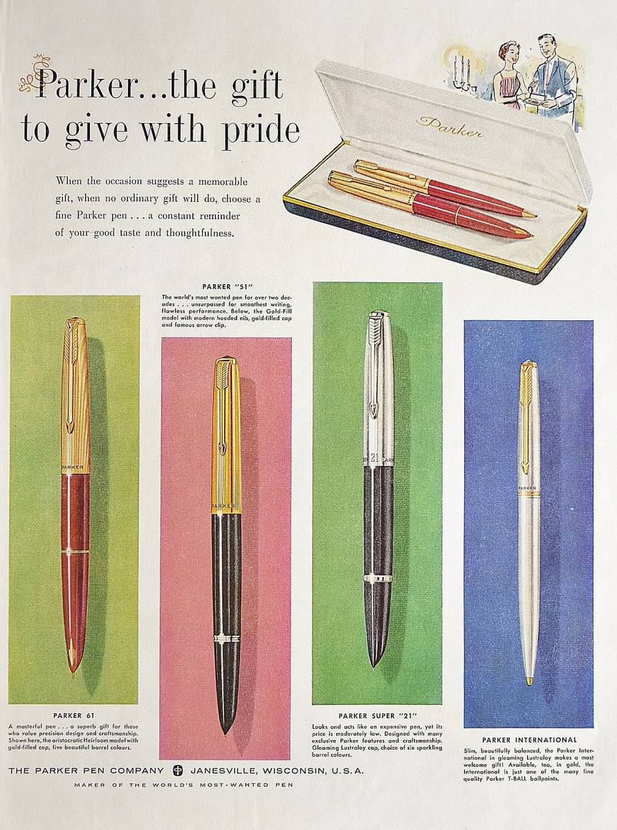 稀少！1960年パーカー万年筆広告/Parker Pen/文房具/Pの画像1