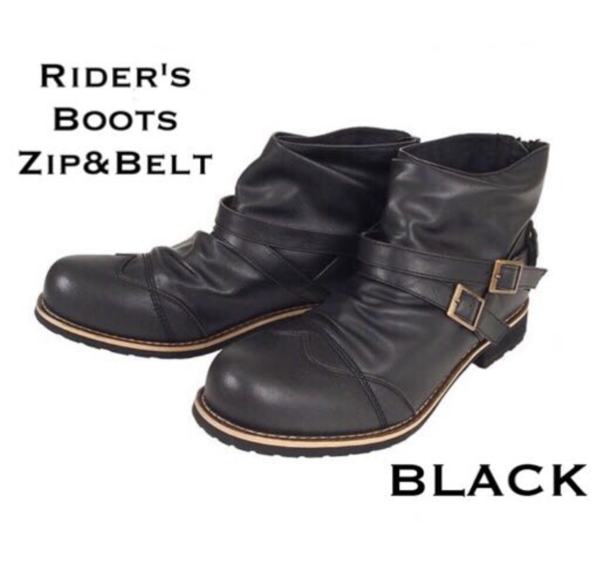 激安■ドレープジップライダースブーツ◆BLACK黒◆26.0cm□新品未使用★Rider's Boots drape&zip belt★☆☆_画像1