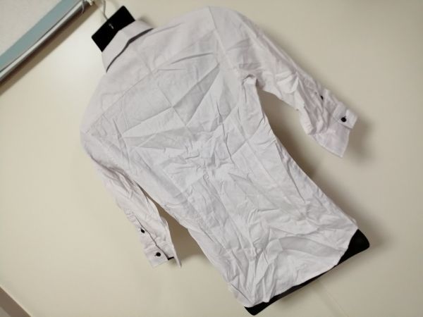 kkaa1487 # MK MICHEL KLEIN homme # shirt Y shirt shirt tops 7 minute sleeve stripe weave cotton ivory 46 M