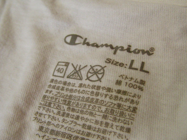 sue738 Champion チャンピオン 半袖 Tシャツ オフホワイト ■ Vネック ■ 無地 シンプル インナー 大きいサイズ LLサイズ_画像9