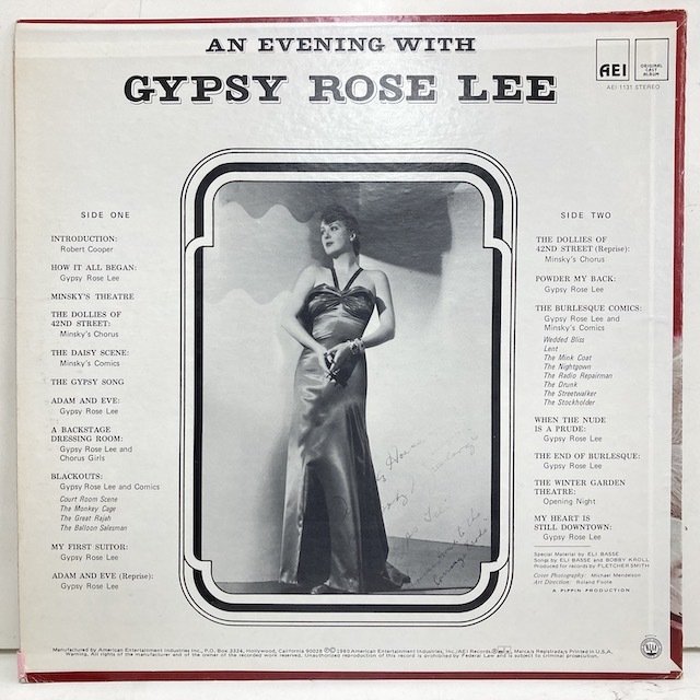 ●即決00LP GYPSY ROSE LEE an evening with バーレスク ストリッパー 美女 USA 80年盤。_画像2