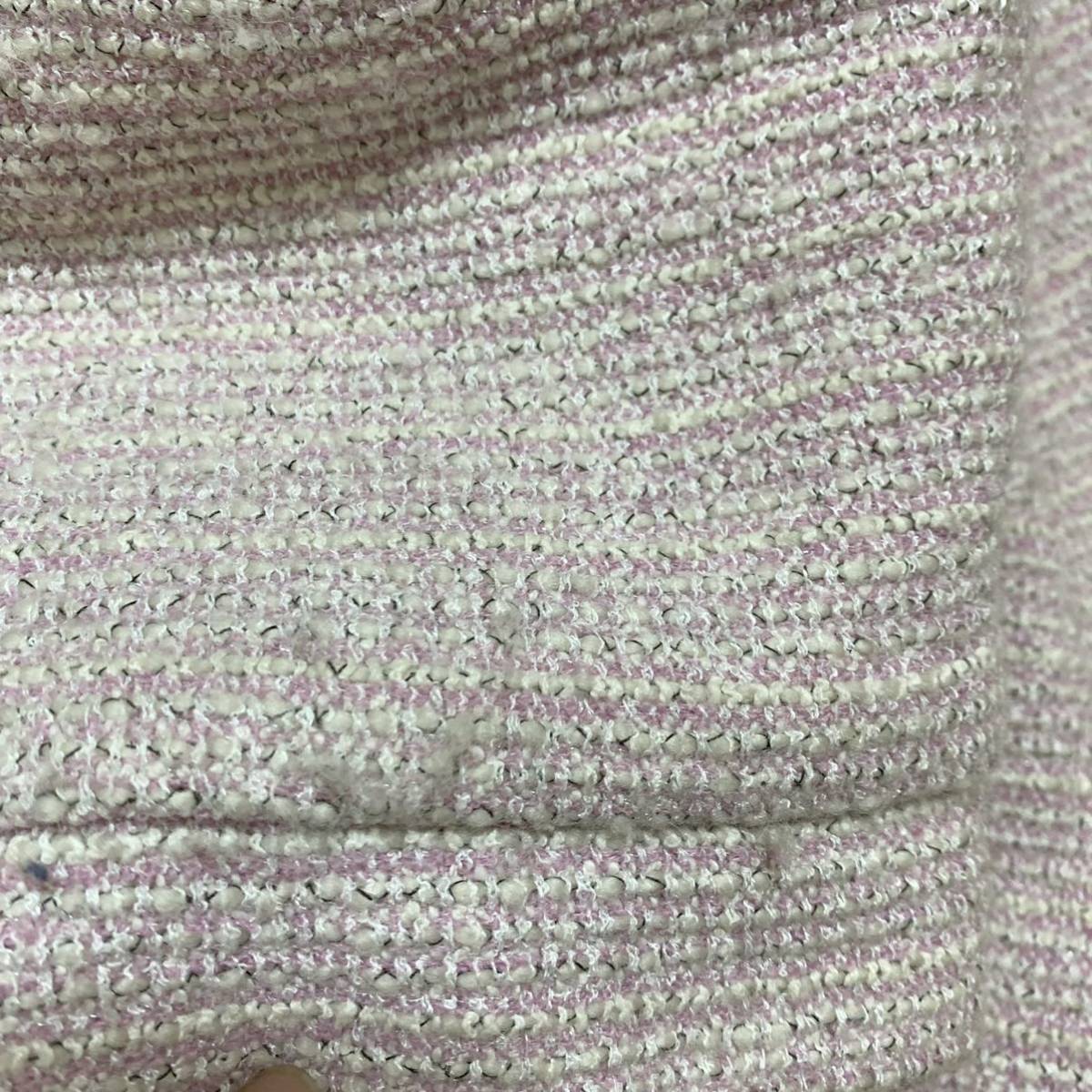 高級 CHANEL シャネル 03P P20876 ウール コットン混 裾チェーン ロゴ