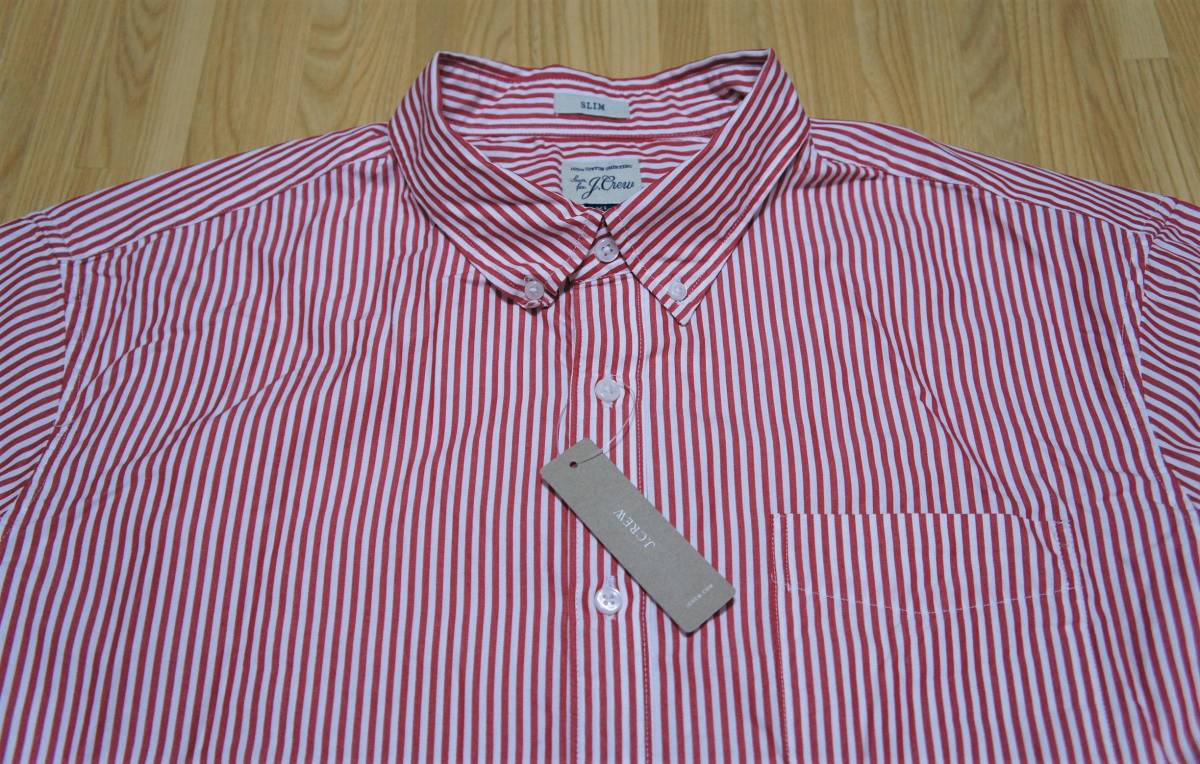 SALE！送料無料！【新品】サイズ:XL SLIM FIT J.CREW ジェイクルー WASHED BENGAL STRIPE SHIRT ボタンダウン HARVEST RED_画像7