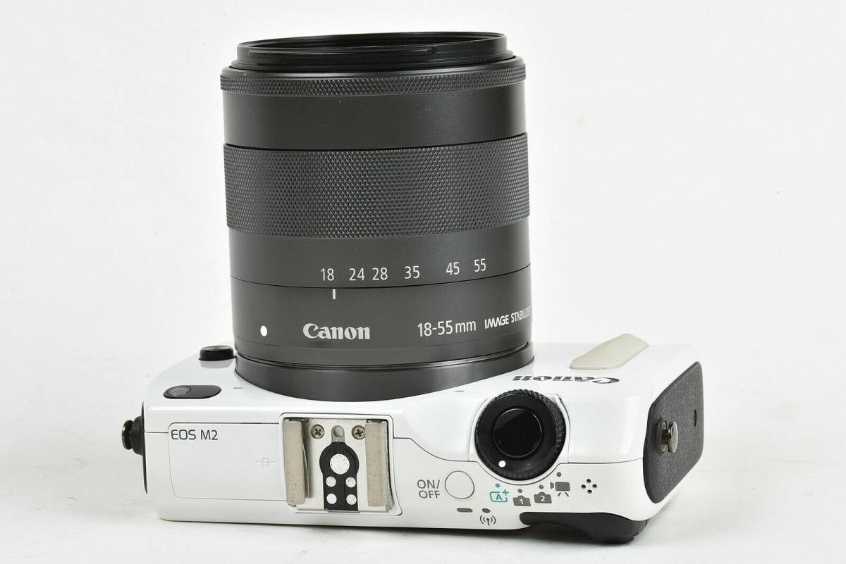 ★良品★Canon キャノン EOS M2 EF-M18-55mm IS STM レンズキット 90EX ホワイト♪/c89_画像6