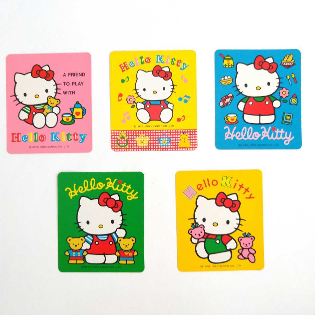 超美品★昭和レトロ ハローキティ ステッカーシール 5枚セット 1976年 1993年 サンリオ Hello Kitty キティちゃん ファンシーグッズの画像1