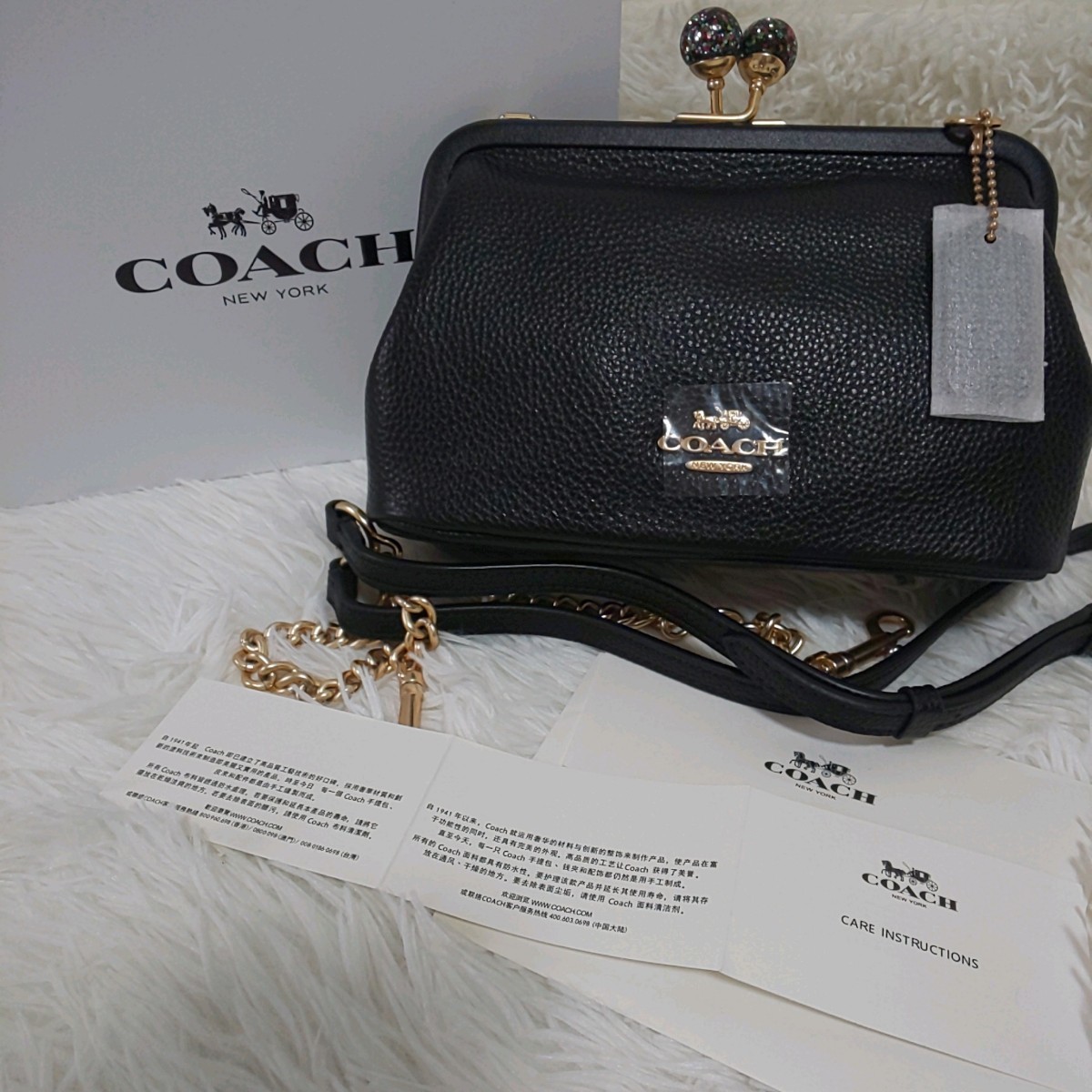 COACH コーチ ペブルレザー ノラ キスロック がま口 クロスボディ 2way ショルダー 斜め掛け クラッチ バッグ