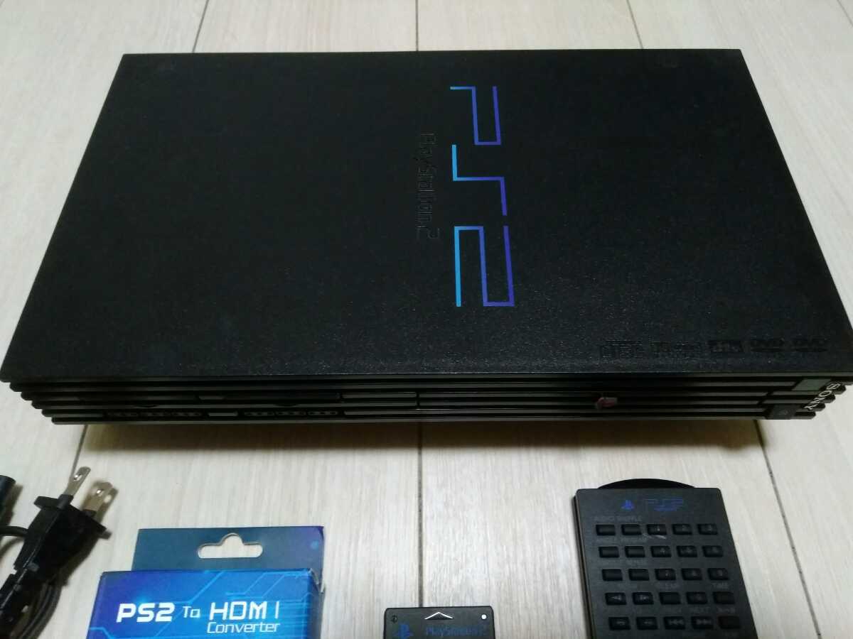 即決PS2 状態良好プレイステーション2本体 ソフト メモリーカード HDMI変換コンバーター コントローラー2個 リモコン SCPH-30000動作確認済_画像2