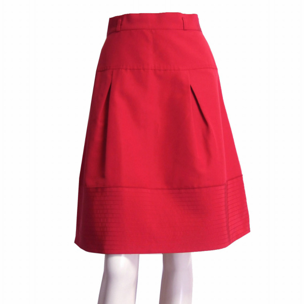 新品/ボールジー BALLSEY 美鮮色スカート 表記38号(9号相当) 赤/レッド 綿素材 絹シルク素材 膝丈 シンプル 春夏向け ボトムス レディース