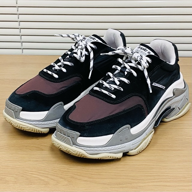 美品】BALENCIAGA TRIPLE S 2.0 Custom 41.0 BLACK BURGUNDY 正規品