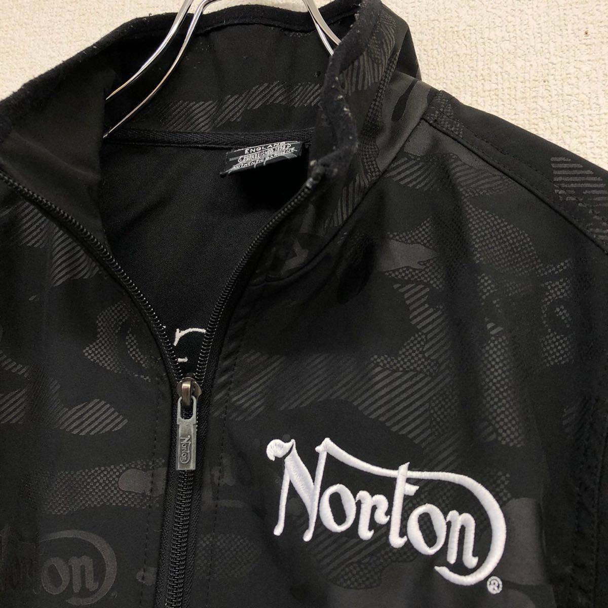 Norton　ノートン　派手　奇抜　ジャケット　ブルゾン　メンズ　Mサイズ　ブラック　刺繍ロゴ　バイカー　ツーリング　モーターサイクル_画像4