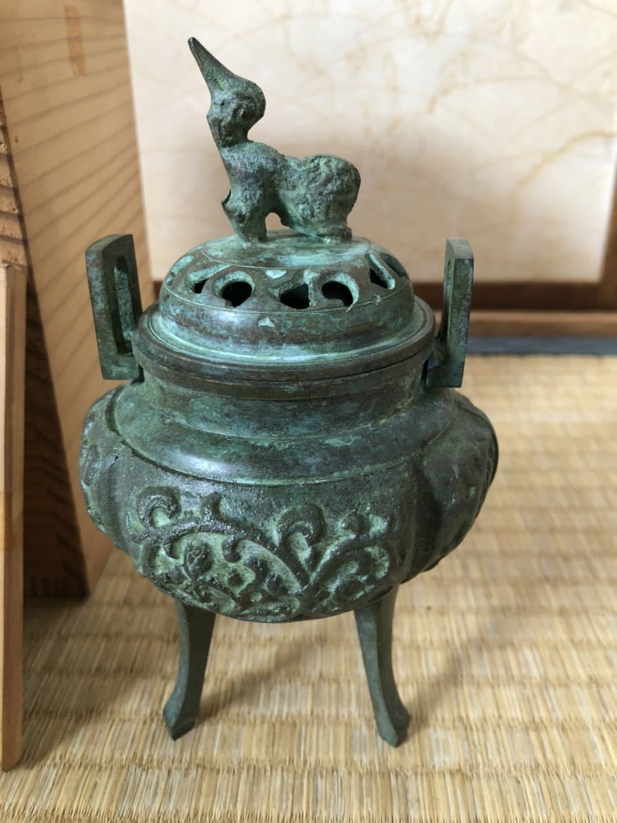 今だけ限定15%OFFクーポン発行中 476 銅製 高足獅子香炉 時代物 ...