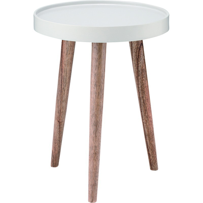 トレーテーブル 小 【ホワイト】 天板：繊維板 脚：天然木(ミンディ) ラッカー塗装_画像1