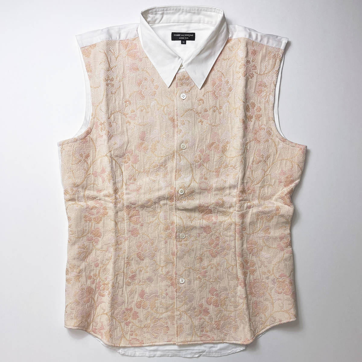 2000SS ゴブラン織 ノースリーブシャツ コムデギャルソンオムプリュス HOMME PLUS 00SS Gobelin Floral Sleeveless Shirt パッチワーク