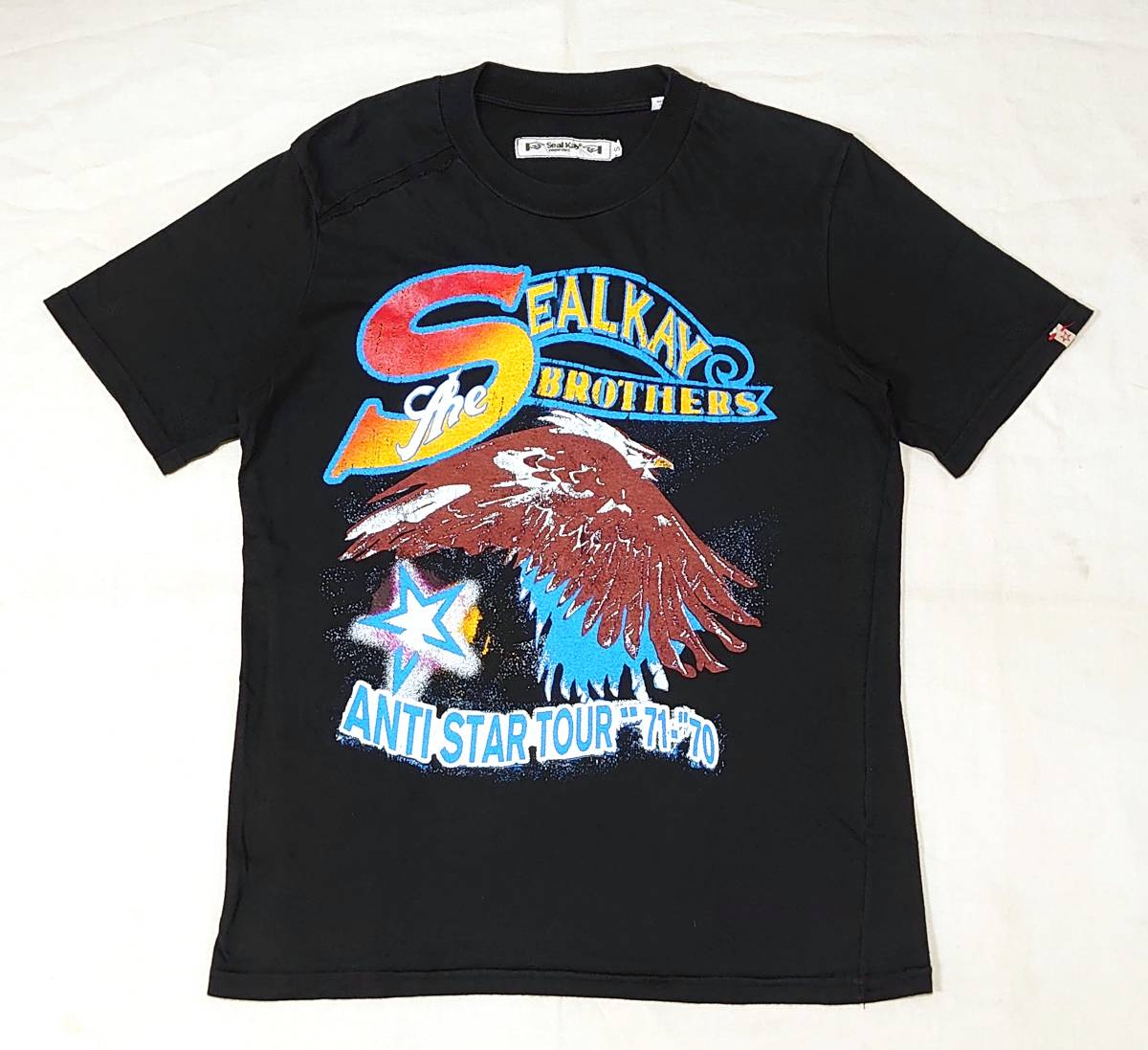 Seal Kay independent Tシャツ S 黒 イタリア製 シールケイ ヴィンテージ風 70s ツアーTシャツ アメカジプリント イーグル_画像1