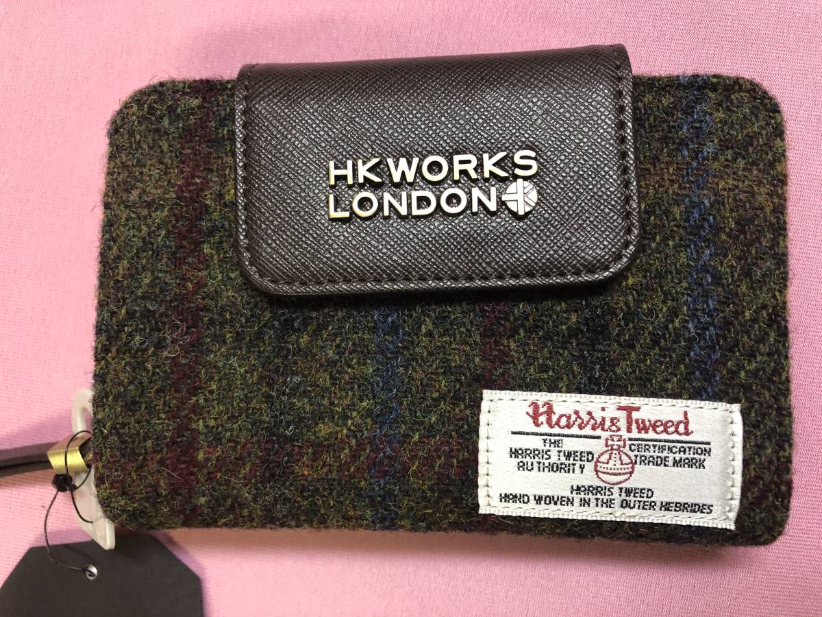 ◆ハリスツイード HK WORKS LONDON コシノヒロコ◆二つ折り財布 新品タグ付き ボタン ファスナー付 新品タグ付き Harris Tweed◆の画像2