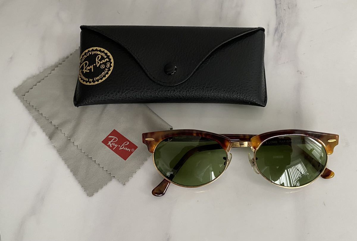 美品 希少 名作 B&L RayBan vintage Oval Clubmaster Tortoise W1265