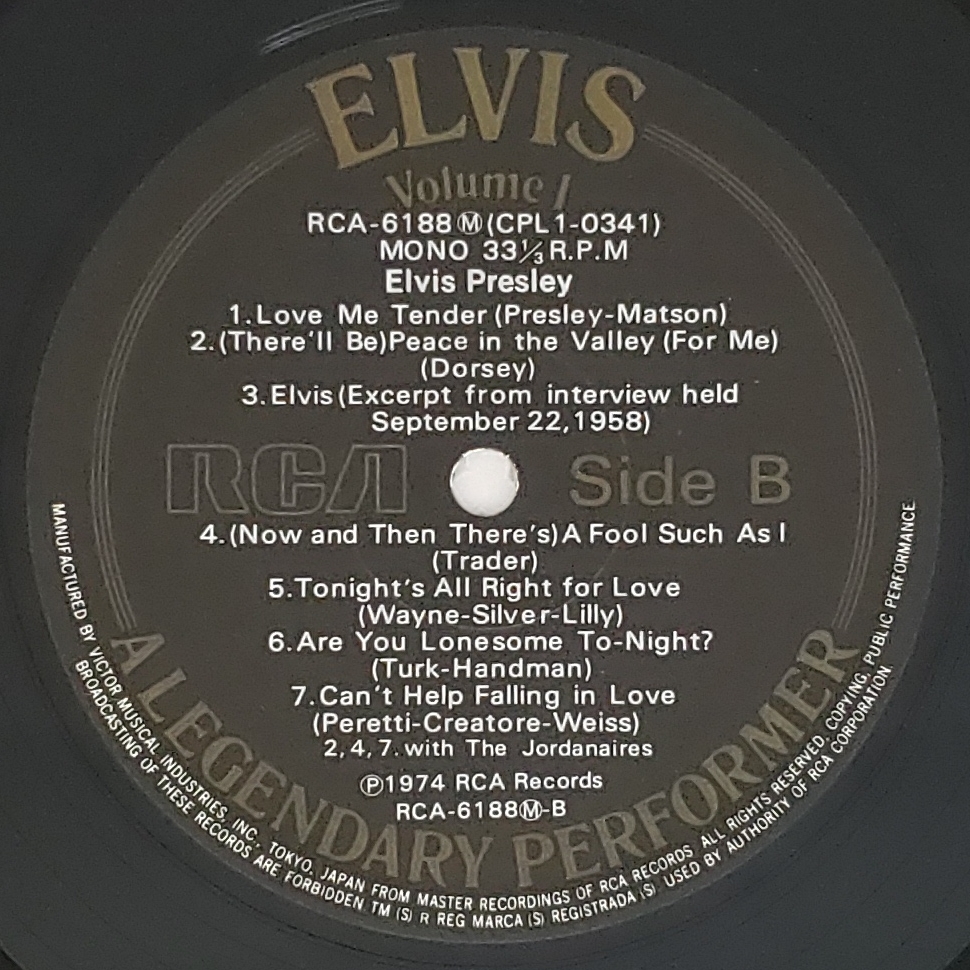 良盤屋 P-2191◆LP◆海外盤US Rock；CPL1-0341　エルヴィス・プレスリー　Elvis A Legendary Performer - Volume 1　送料480_画像9