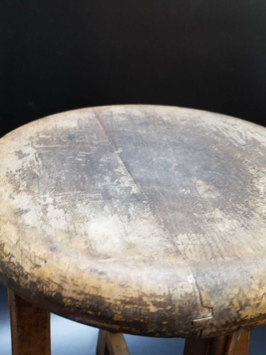  Showa Retro круг стул из дерева высота примерно 46cm табурет стул старый инструмент старый мебель стенд для вазы дисплей инвентарь украшение смешанные товары интерьер 2