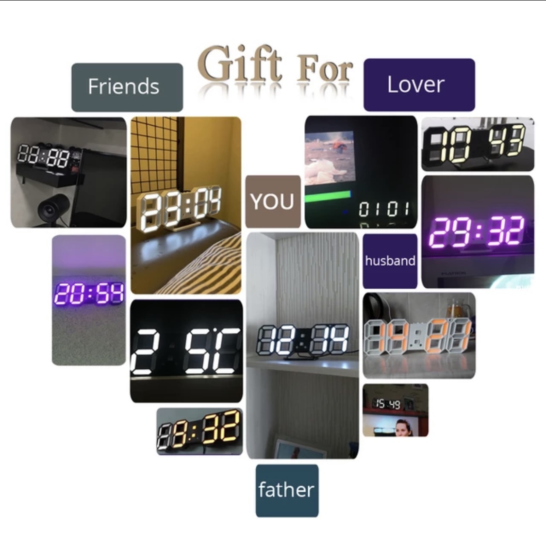 【送料無料】壁掛時計 柱時計 置時計 LED デジタル 目覚し時計 壁掛け時計_画像6