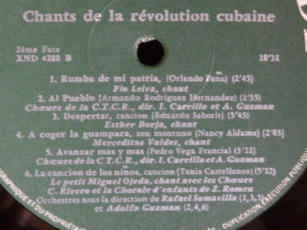 CHANTS DE LA REVOLUTION CUBAINE/YO SOY TUMBO CANAー4288 （LP）_画像5