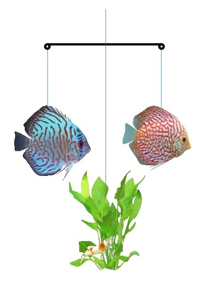  table reverse side print cut .. mobile [ tropical fish ] discus + water plants shrimp 