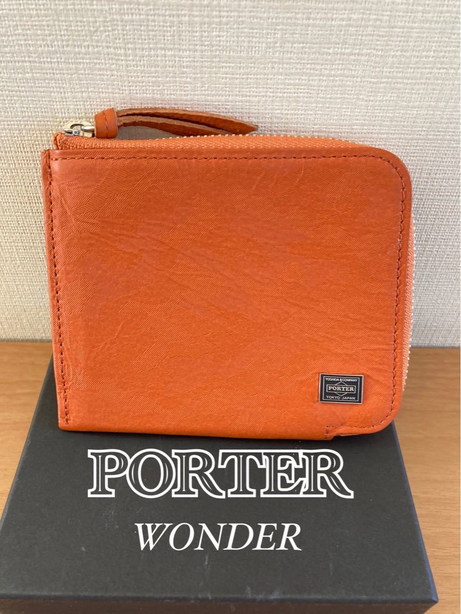PORTER WONDER ポーターワンダー L字ファスナー 財布　☆オレンジ 