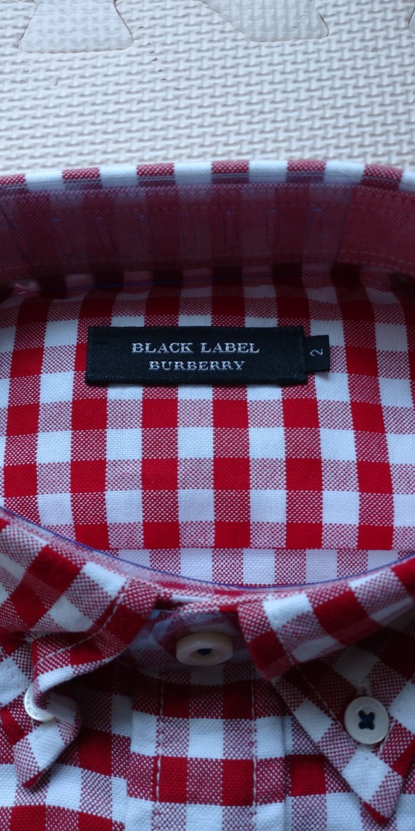 BURBERRY BLACK LABEL バーバリーブラックレーベル シャツ 長袖 チェック レッド×ホワイト 2