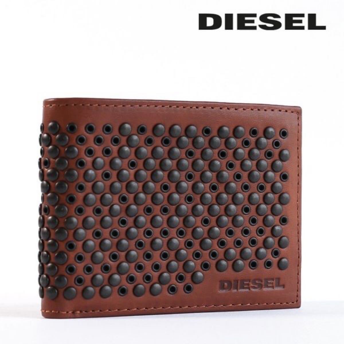 ディーゼル◆DIESEL◆メタルスタッズ ◆レザー二つ折り財布◆ユニセックス