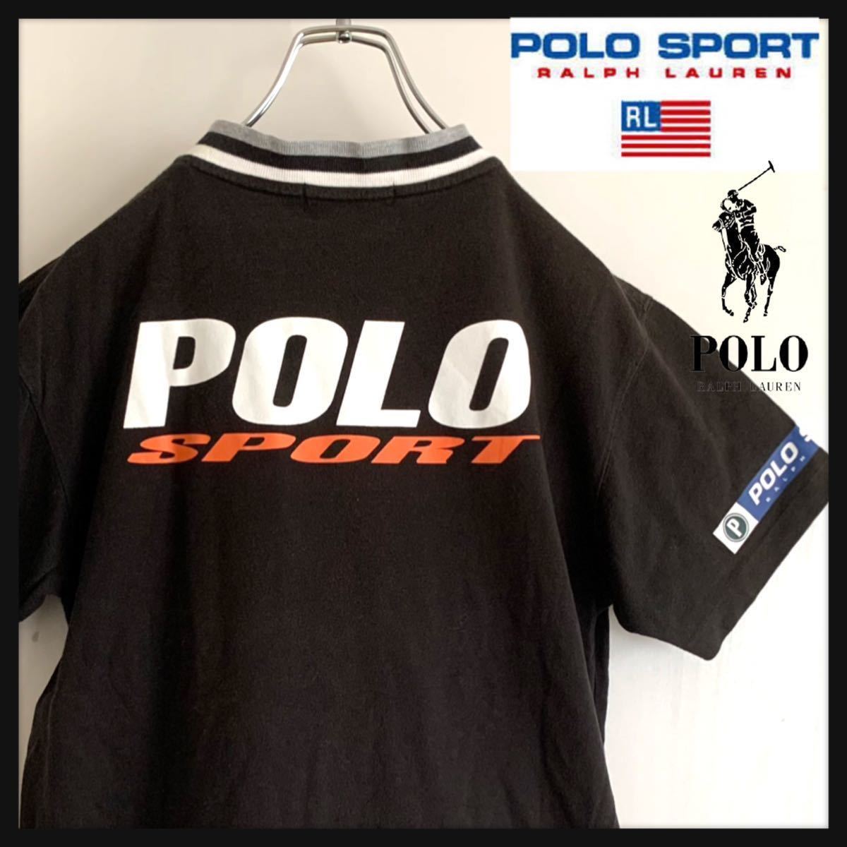 【希少】90s POLO SPORT RALPH LAUREN ポロ スポーツ ラルフローレン 半袖 Tシャツ ビッグロゴ/ RRL 1992 1993 当時物