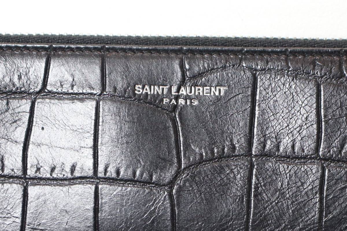 ☆サンローランパリ Saint Laurent Paris クロコ型押し クラッチバッグ