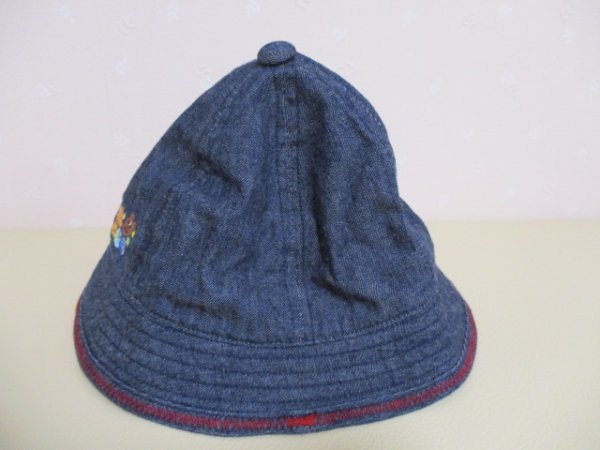 Ω Miki House Ω*54.* симпатичный Denim шляпа # Logo вышивка # темно-синий 