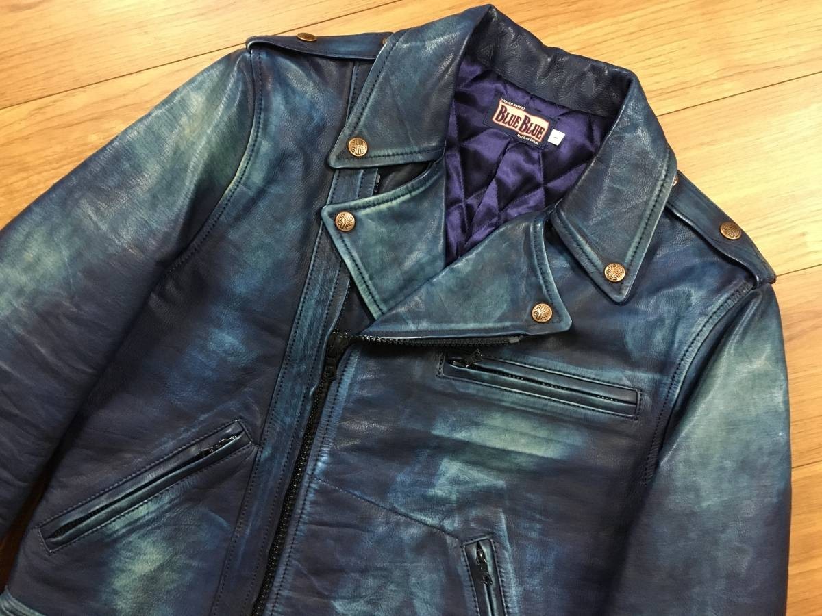 極美品 BLUE BLUE ブルーブルー 本藍染め インディゴ 牛革 カウレザー