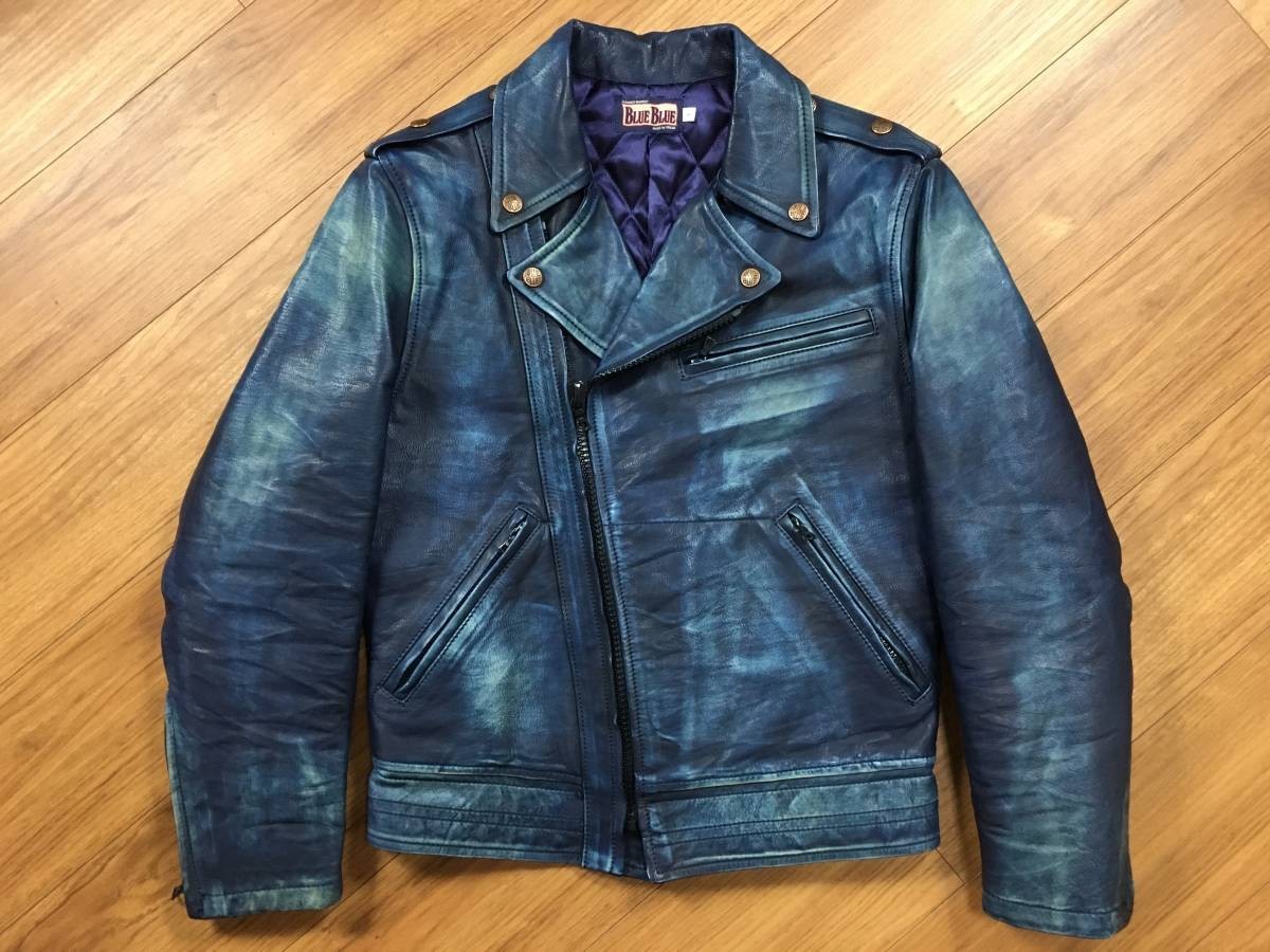 極美品 BLUE BLUE ブルーブルー 本藍染め インディゴ 牛革 カウレザー