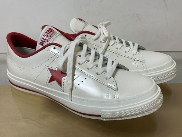 未使用品 日本製 CONVERSE ONE STAR J OX コンバース ワンスター 白赤 US8 26.5cm_画像2