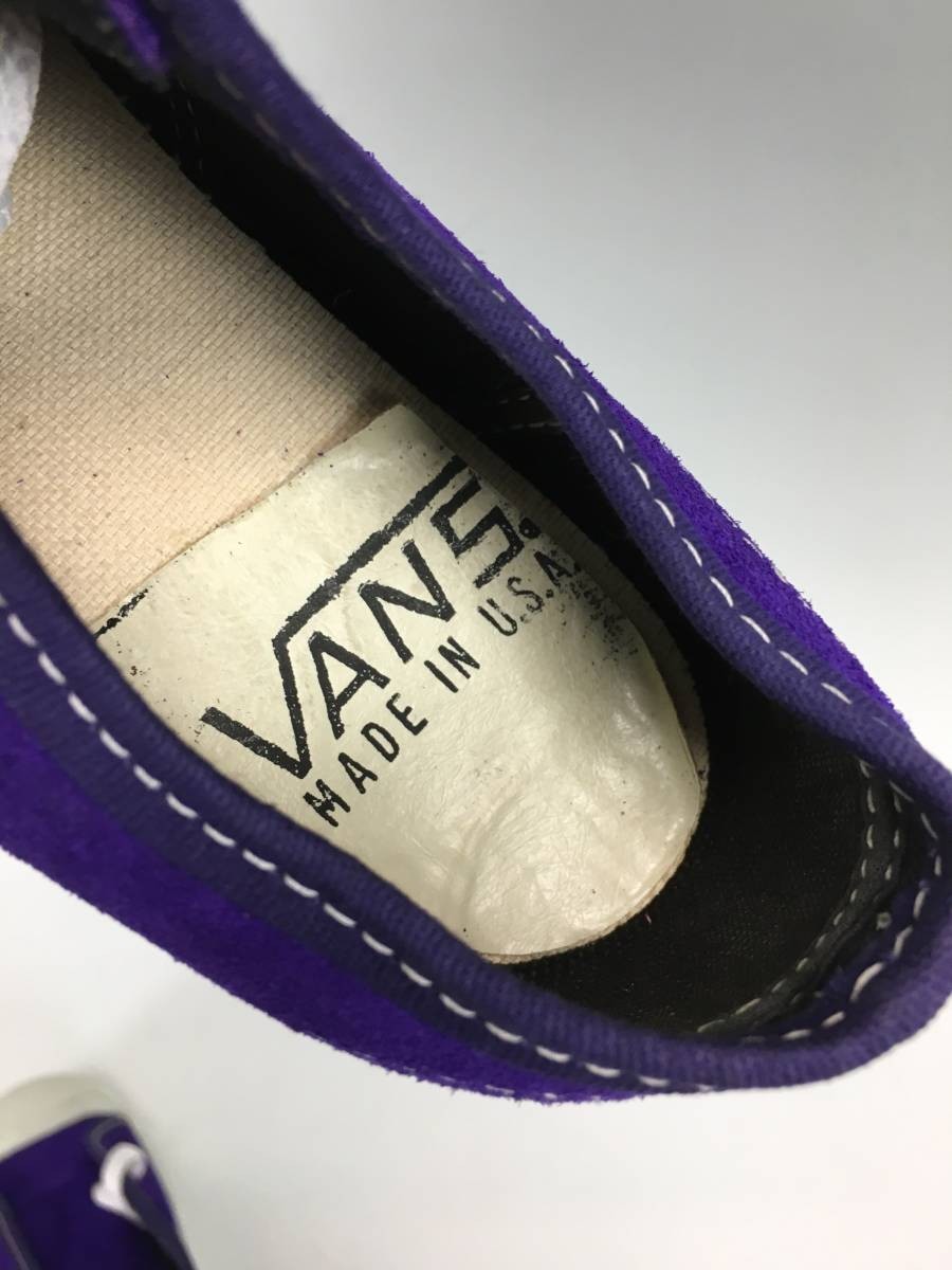 デッドストック 80s 90s USA製 VANS VANS DOREN バンズ プリムソール BRITE PURPLE SUEDE パープル スウェード BOYS6_画像6