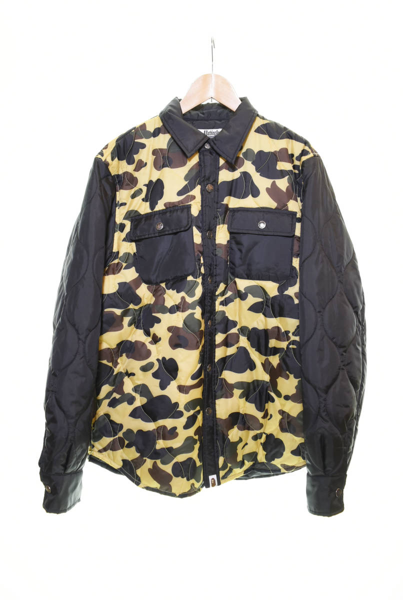 △ A BATHING APE アベイシングエイプ 1st Camo Quilting Jacket Yellow カモ柄 キルティングジャケット 001LJE801024X カモ柄 103_画像1