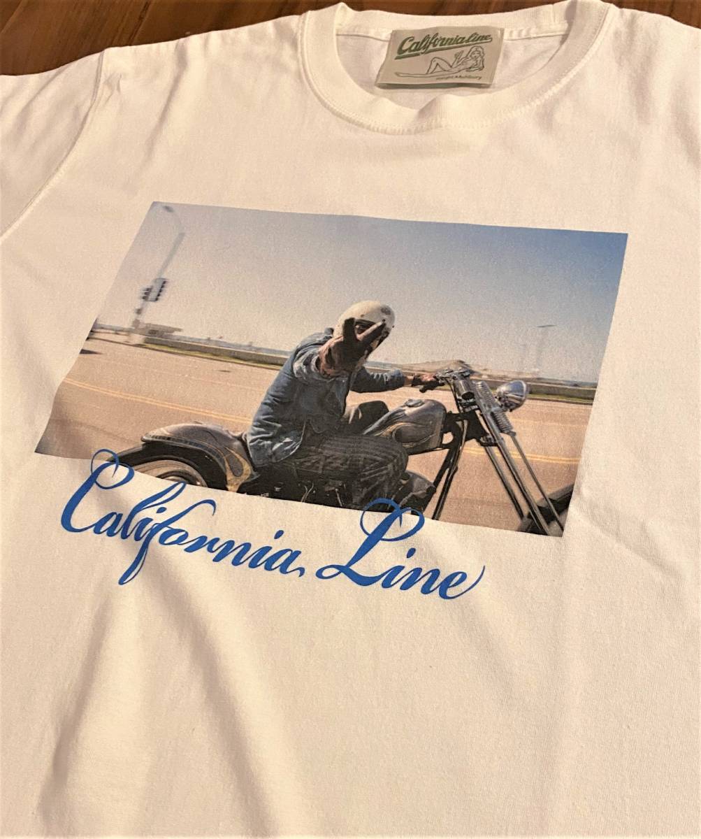 【CALIFORNIA LINE】Mサイズ　ワッペン・フォトTシャツ　ピース　オフホワイト　カリフォルニアライン　スカルフライト_画像2