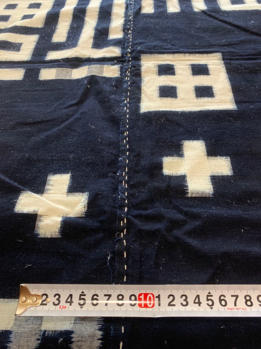 古布 福の字のかすり 藍染め 文字絣 伝統工芸 手織り 久留米絣 織物 絣糸 リメイク 古布 はぎれ ハギレ 材料 ハンドメイド