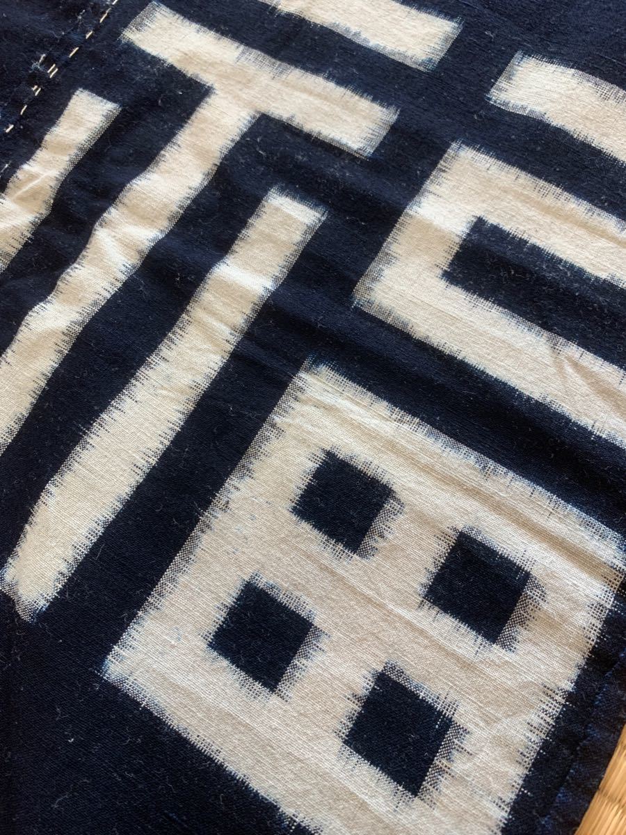 古布 福の字のかすり 藍染め 文字絣 伝統工芸 手織り 久留米絣 織物 絣糸 リメイク 古布 はぎれ ハギレ 材料 ハンドメイド