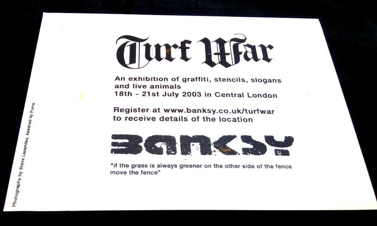 海外相場は１０万円以上!Banksy(バンクシー) Turf War 2003年 Wild Sheep Postcard リミテッドエディション ■Dismaland■Walled Off Hotel - 2